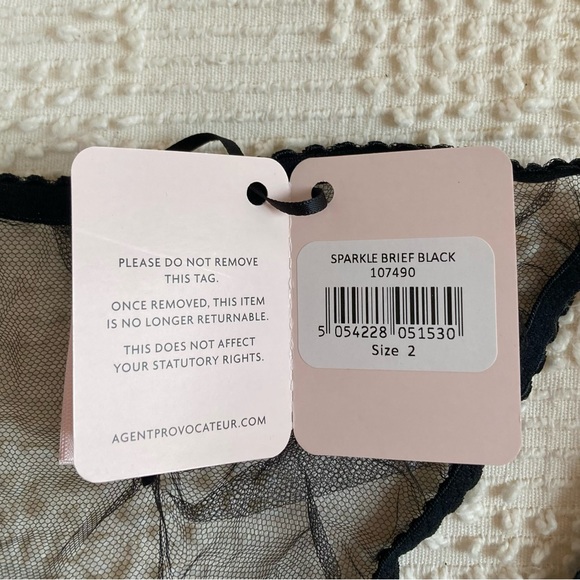 AGENT PROVOCATEUR Sparkle Brief in Black - Shimmer Lace Panties - Picture 15 of 16